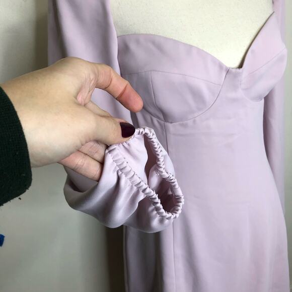 Wilfred Aritzia Dress Light Purple Lavender Mini Long Sleeve Sweetheart Seam 12 - Picture 5 of 11